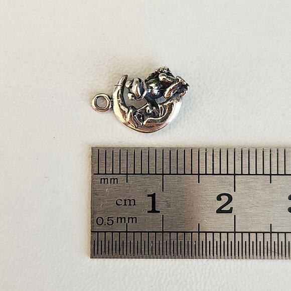 925 Sterling Silver Frog in the Moon Charm - Picture 3 of 3